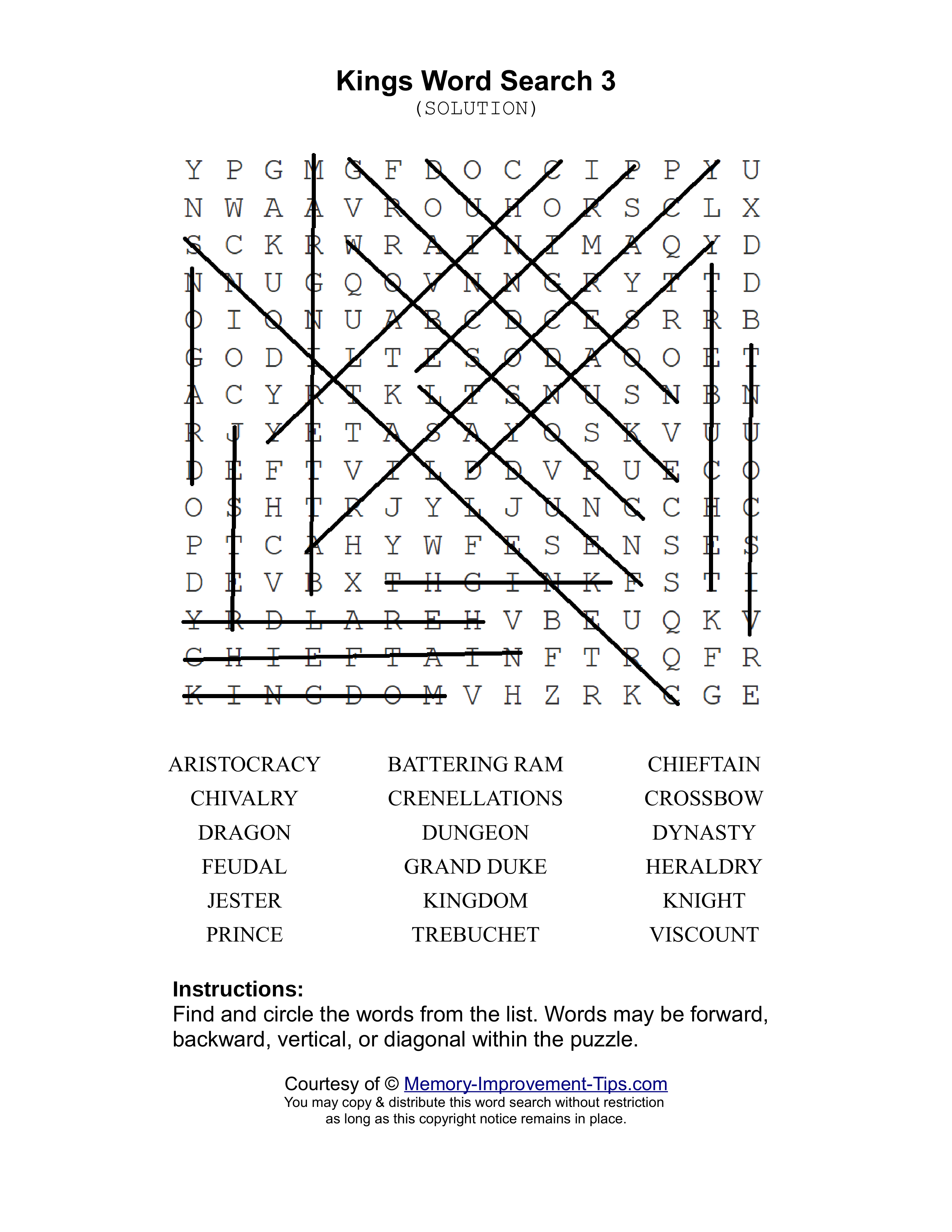 Kings 3 word search printable solution