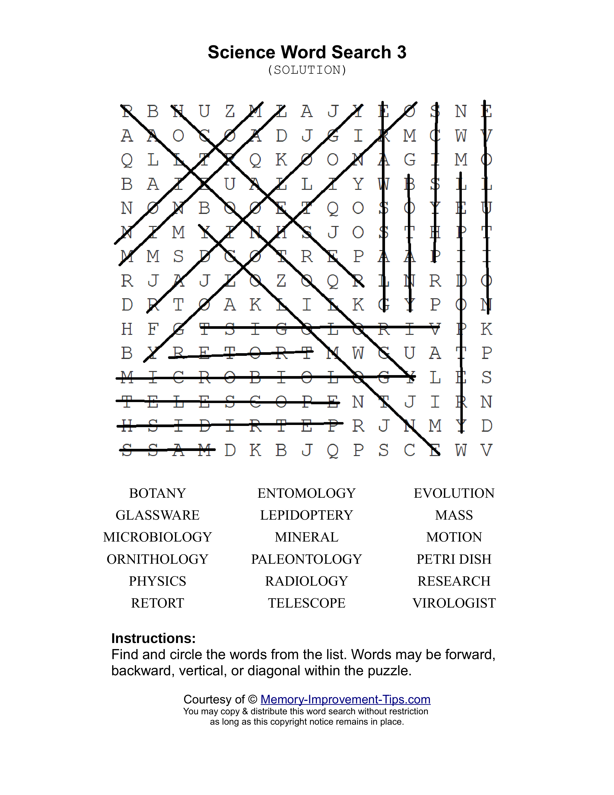Science 3 word search printable solution