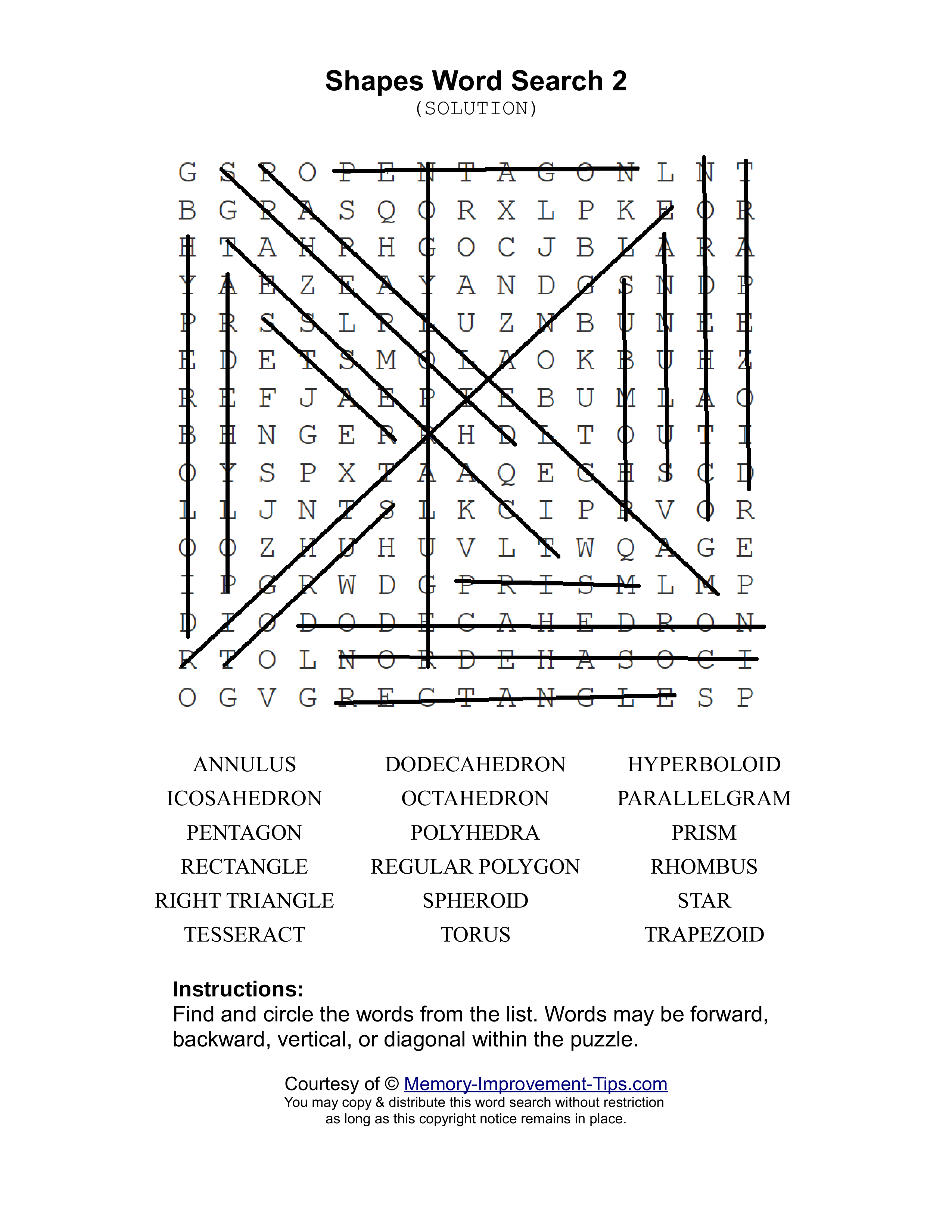 Shapes 2 word search printable solution