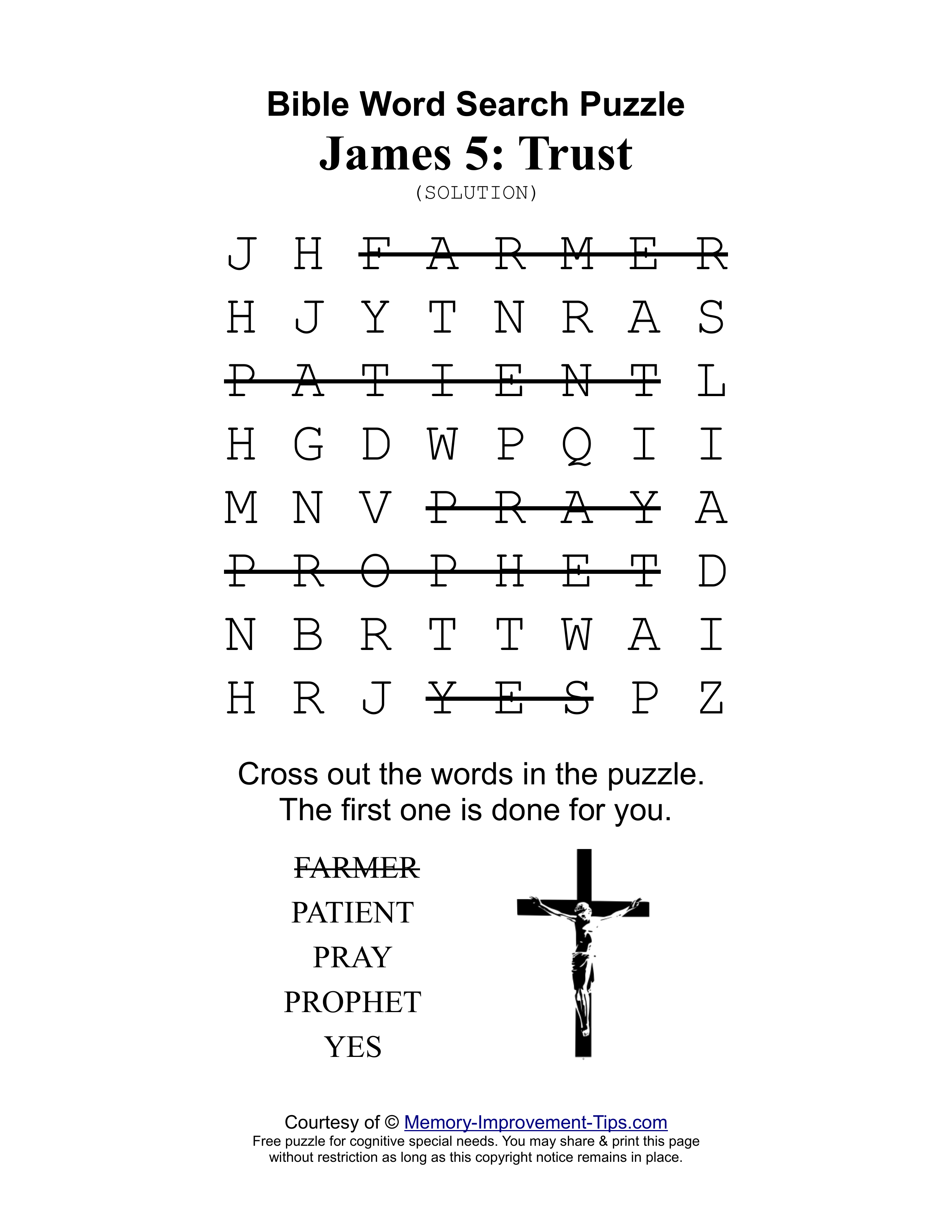 James 5: Trust special needs word search printable solution
