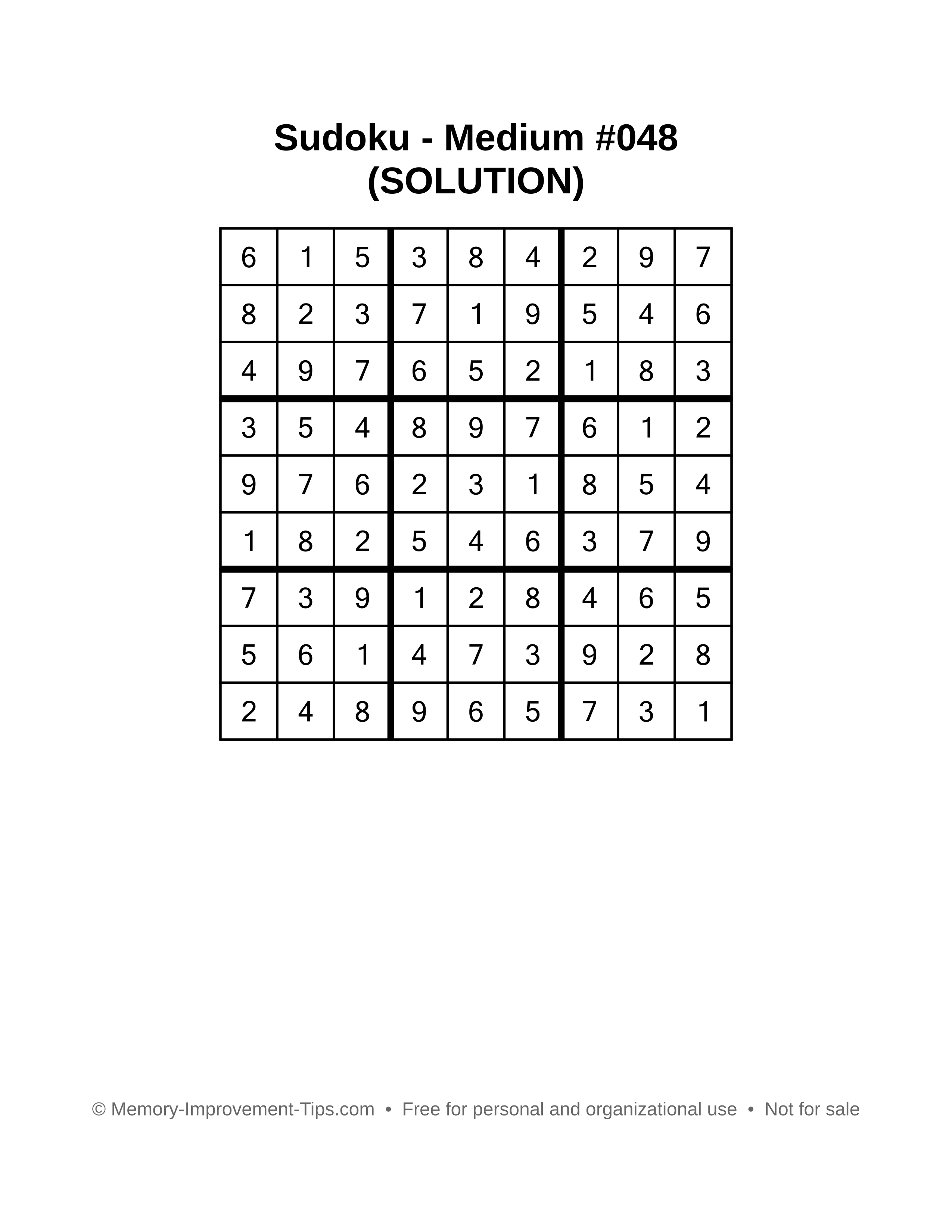 Printable Sudoku solution Medium #048