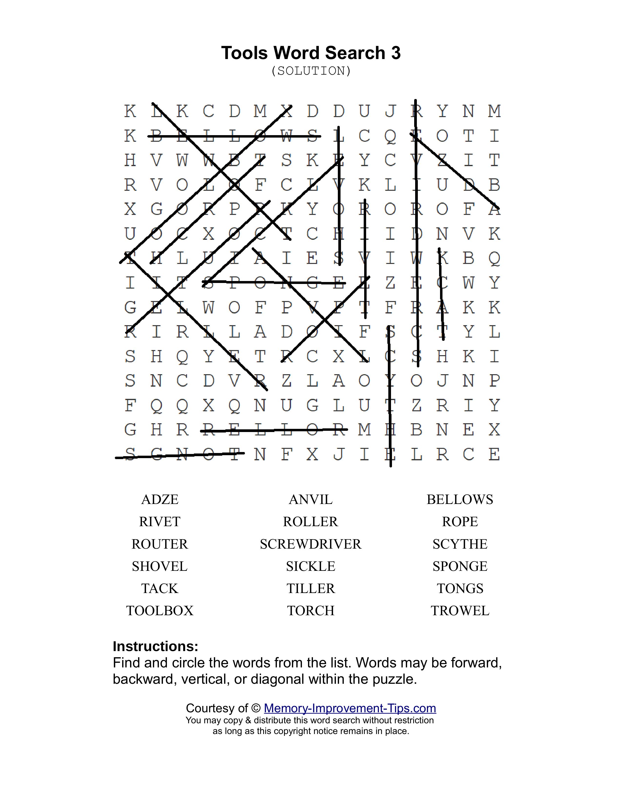 Tools 3 word search printable solution