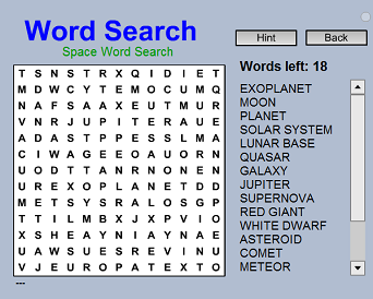 Space Word Search - Free Brain Game.