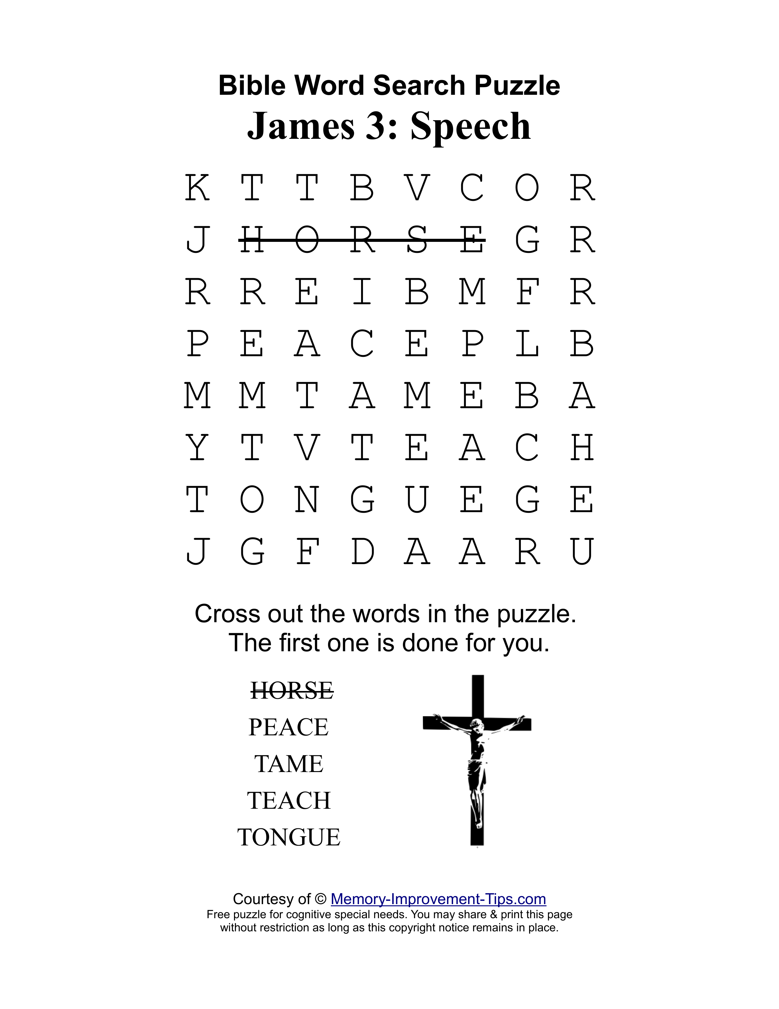 James 3: Speech special needs word search printable puzzle