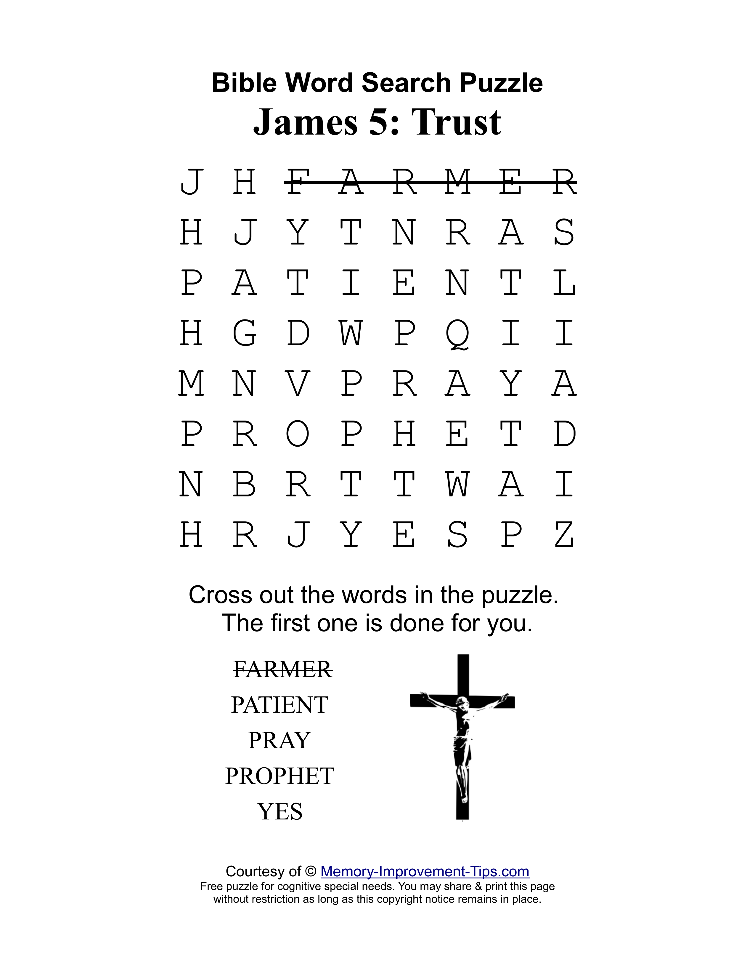 James 5: Trust special needs word search printable puzzle