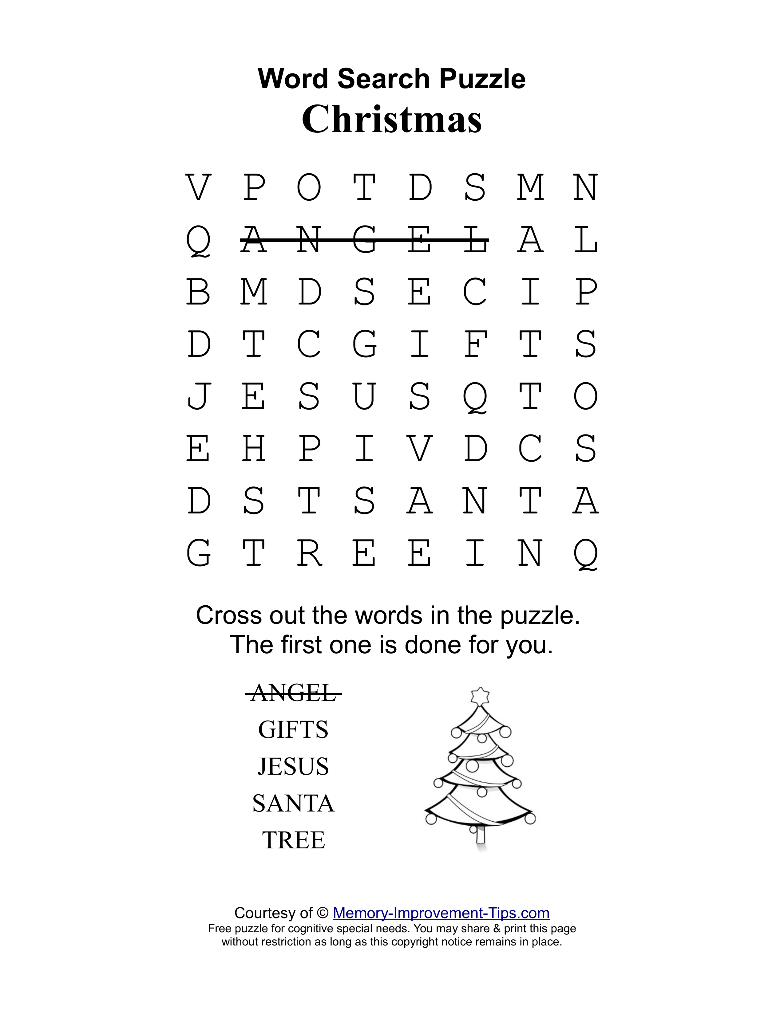 Christmas special needs word search printable puzzle