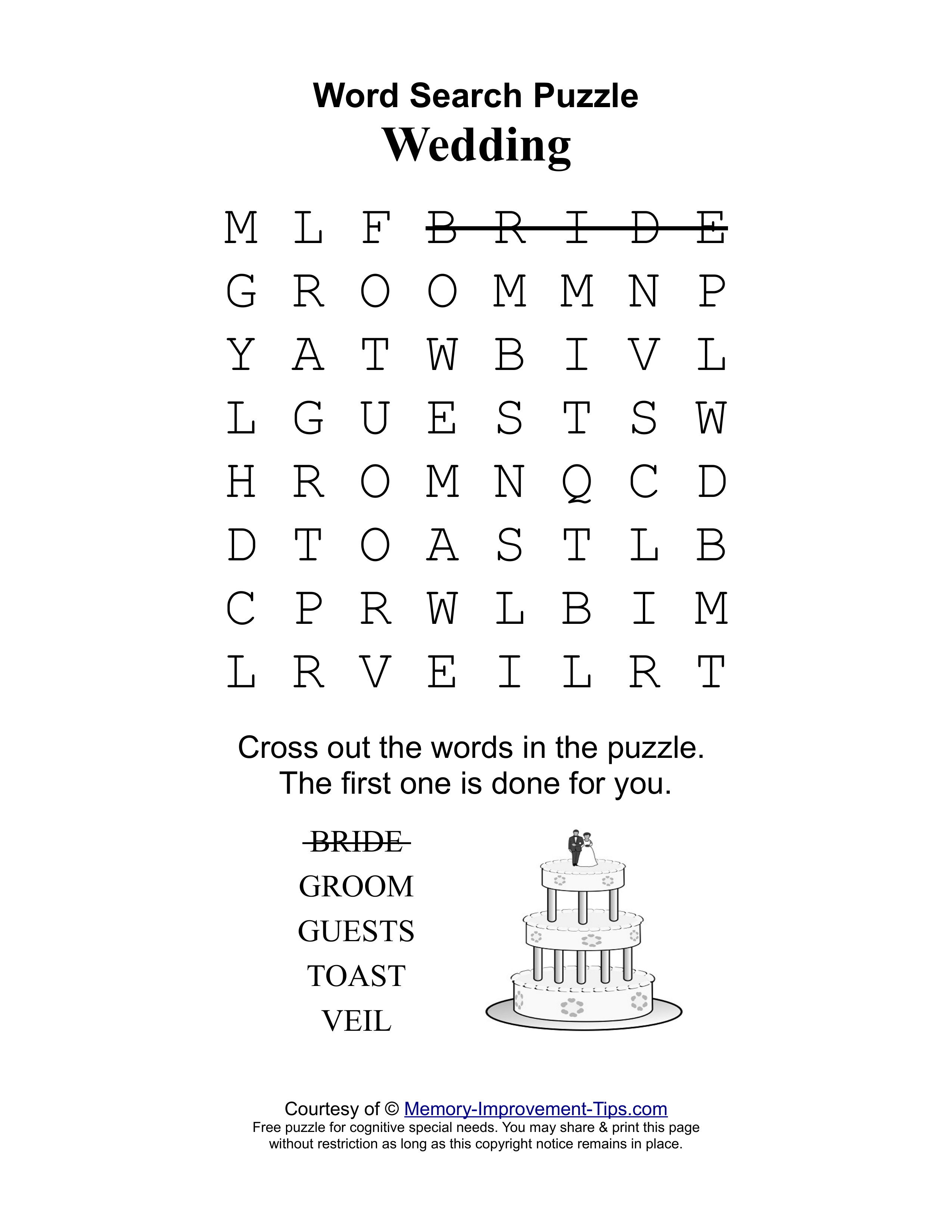 Wedding special needs word search printable puzzle