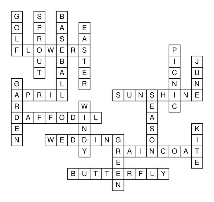 Spring Crossword Puzzle Solution