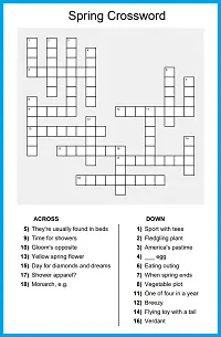 spring crossword printable