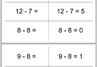 Subtraction flash card, horizontal example