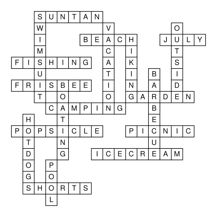 Summer Crossword Puzzle Solution