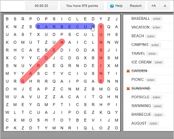 summer word search