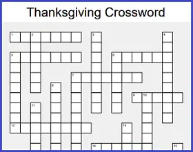 Thanksgiving Crossword Printable