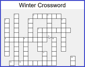 Winter Crossword Printable