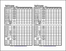 Printable Yahtzee Score Sheets